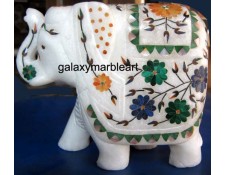 Semi-precious stones inlaid elephant ht 5" e-513